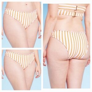 Shade & Shore Low-Rise Ruffle Cheeky Bikini Bottom - New